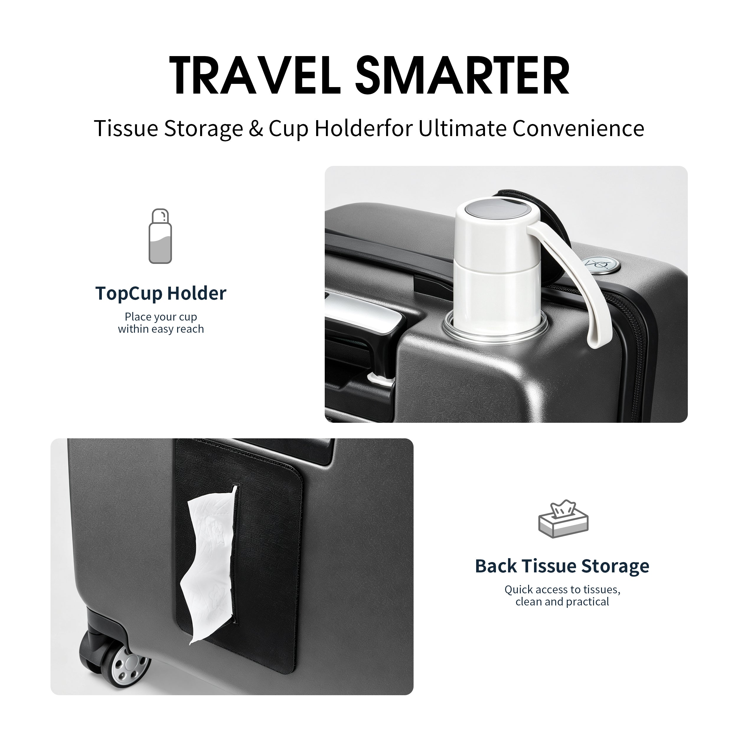 EASE 18" Carry-On with Cup Holder & Tissue Storage