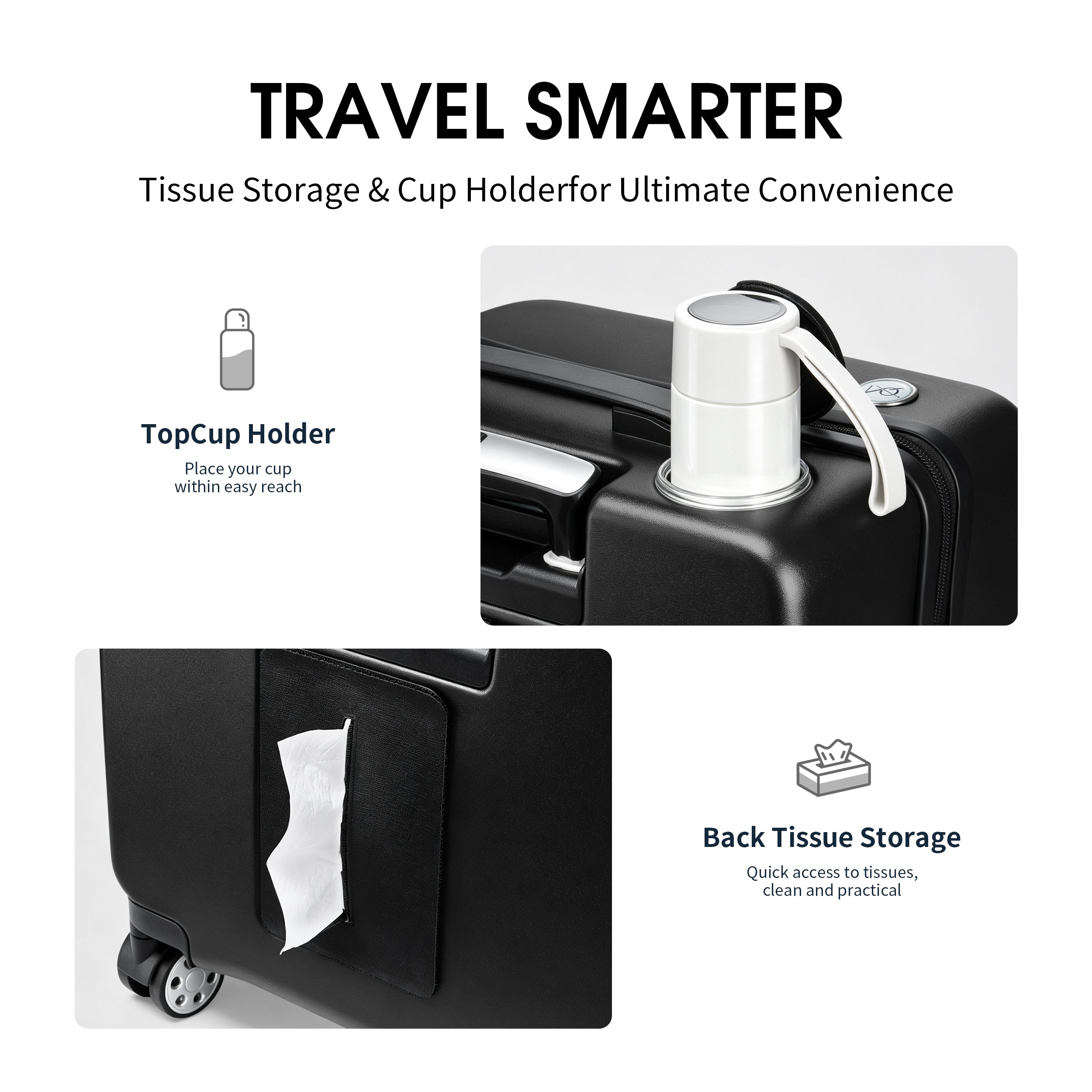 EASE 18" Carry-On with Cup Holder & Tissue Storage
