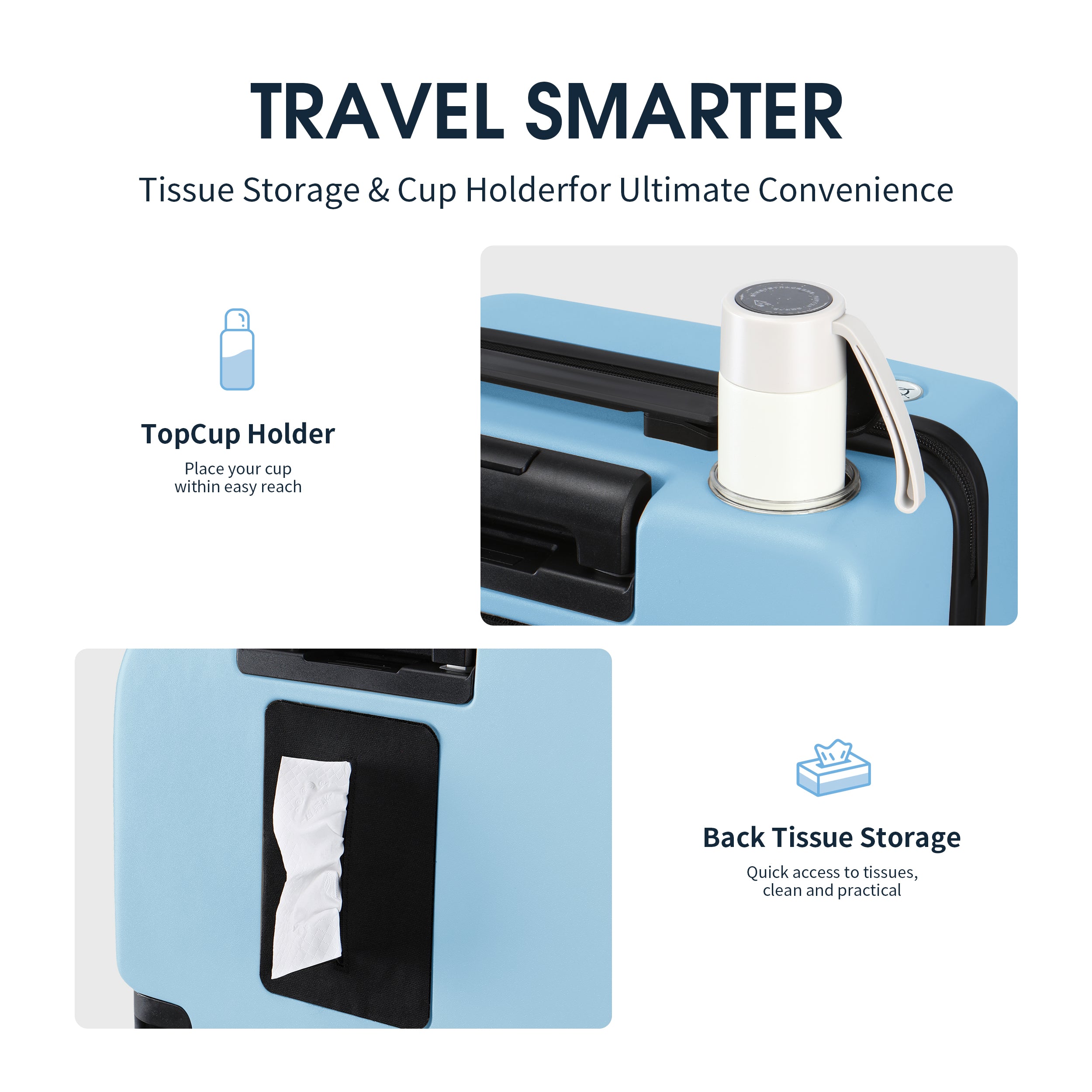 EASE 18" Carry-On with Cup Holder & Tissue Storage