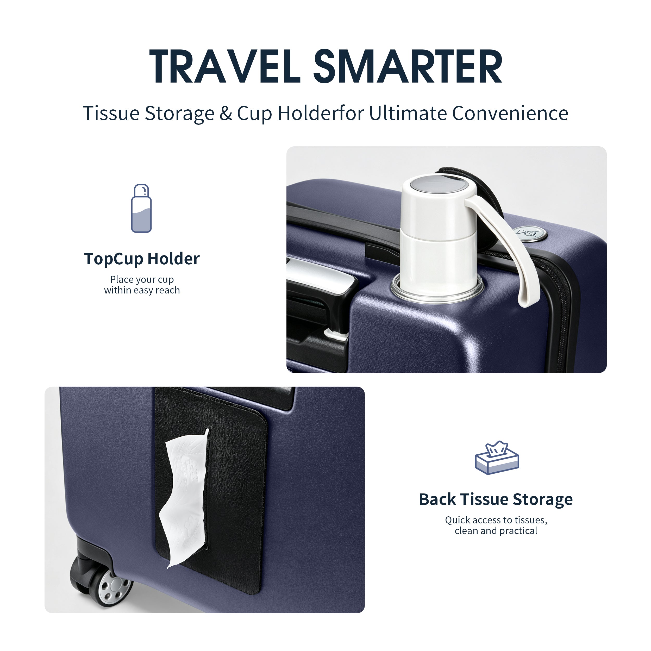 EASE 18" Carry-On with Cup Holder & Tissue Storage