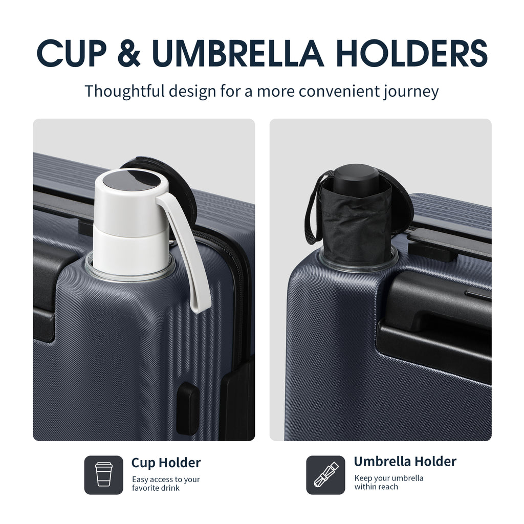 GO 20" Carry-On with Cup Holder, Umbrella Storage & Charging Port
