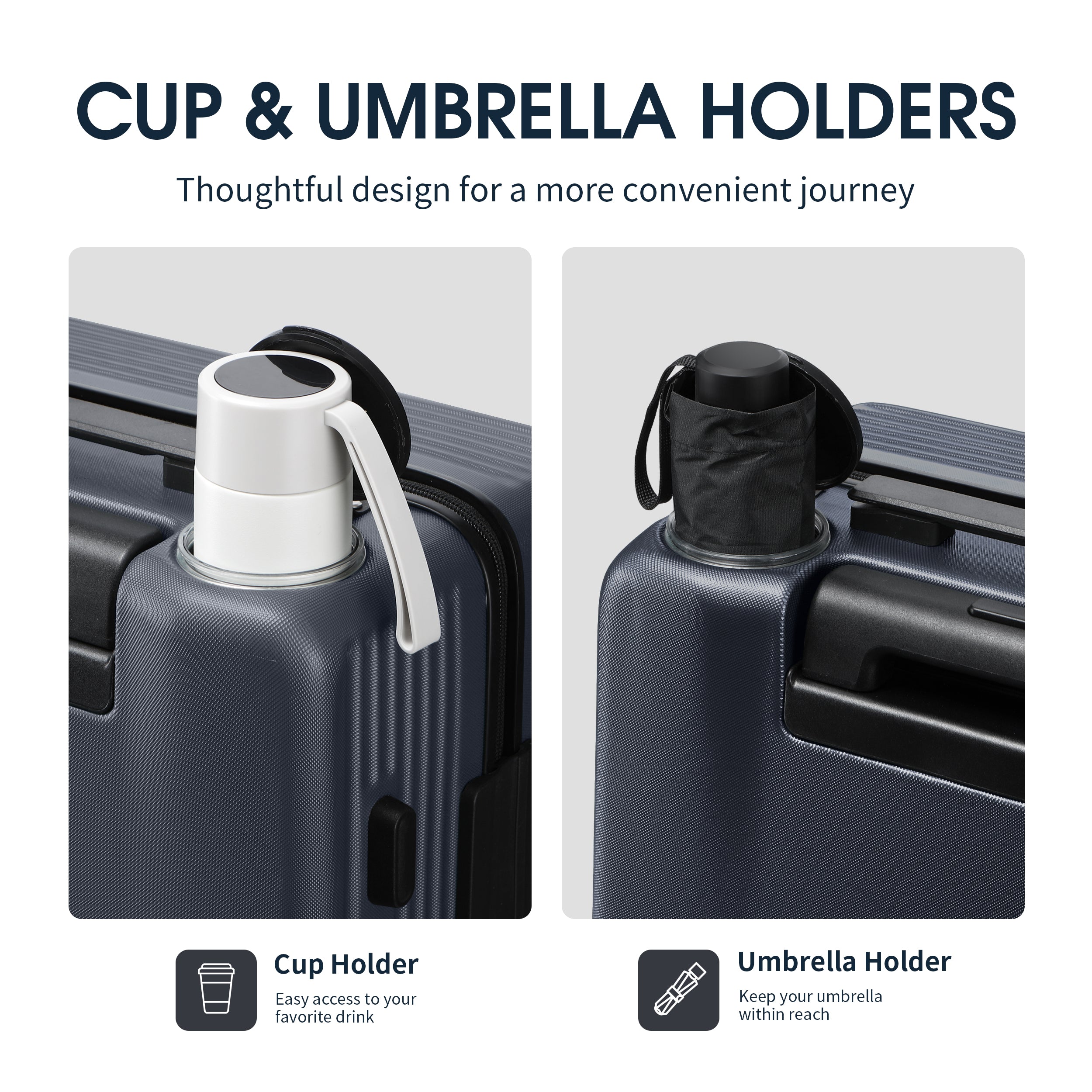 GO 20" Carry-On with Cup Holder, Umbrella Storage & Charging Port