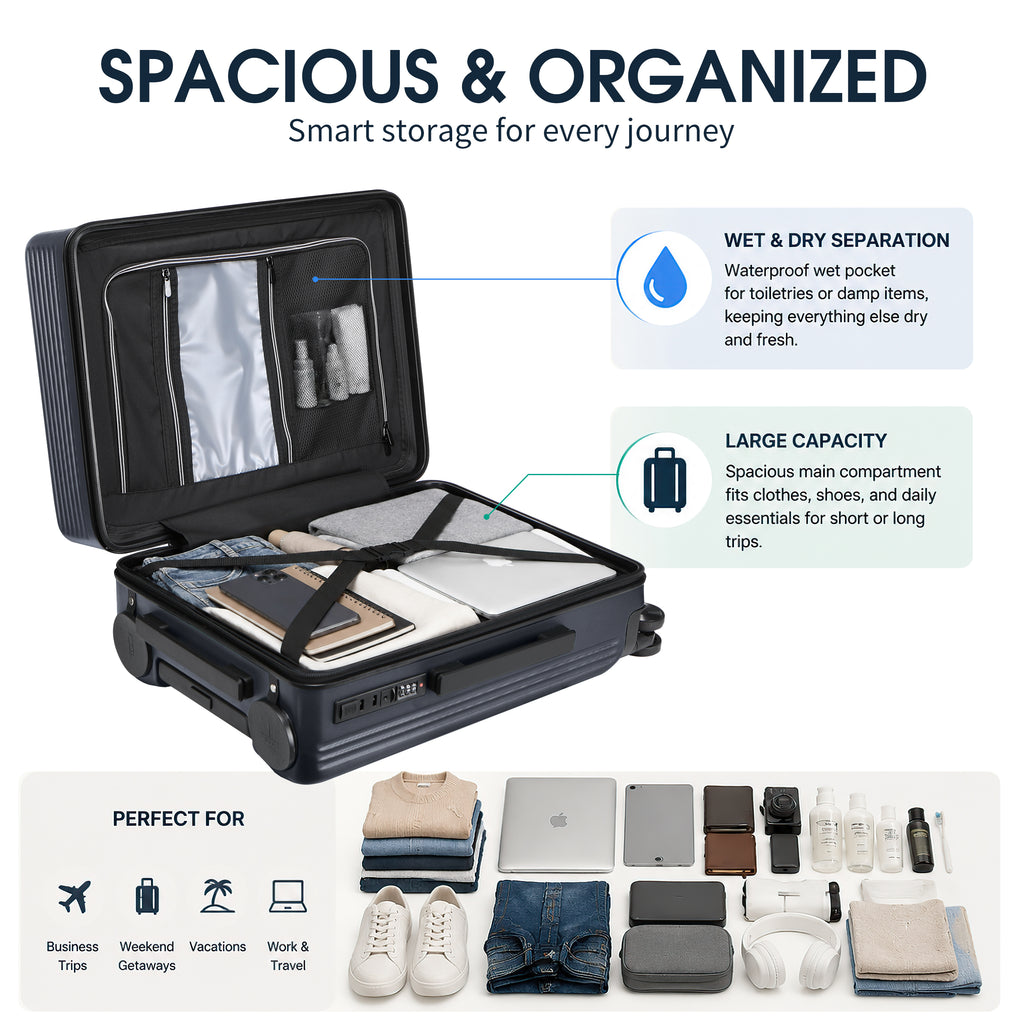 GO 20" Carry-On with Cup Holder, Umbrella Storage & Charging Port