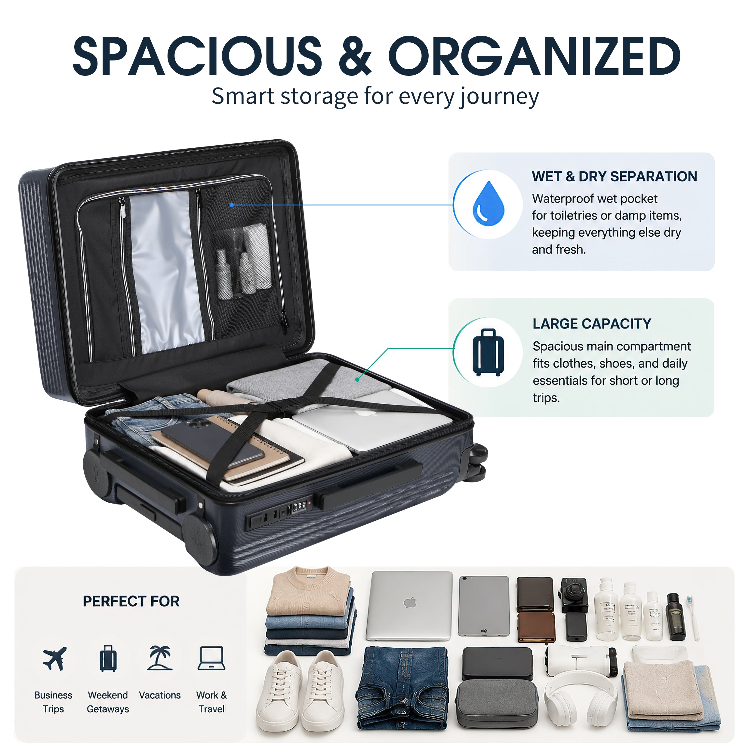 GO 20" Carry-On with Cup Holder, Umbrella Storage & Charging Port