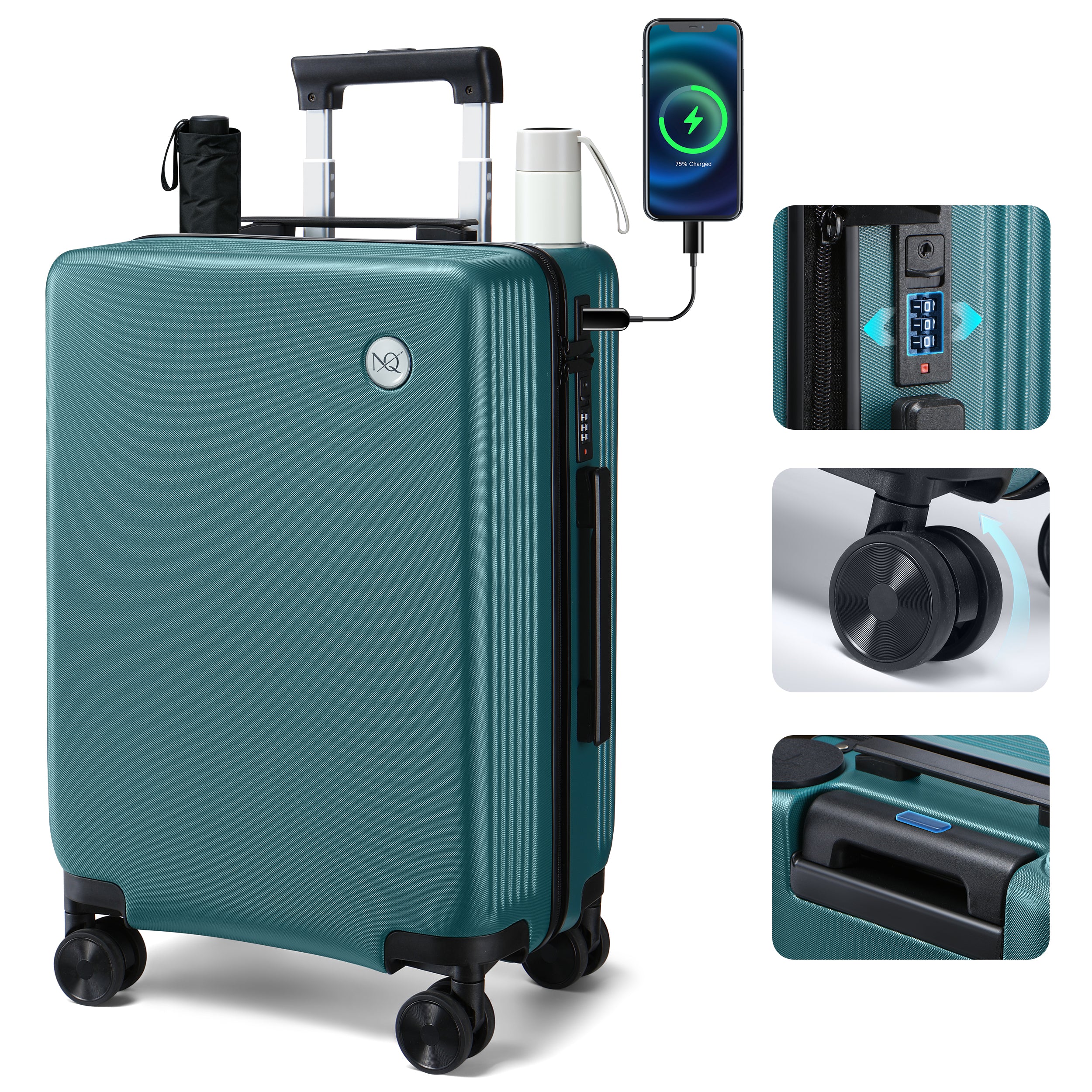GO 20" Carry-On with Cup Holder, Umbrella Storage & Charging Port