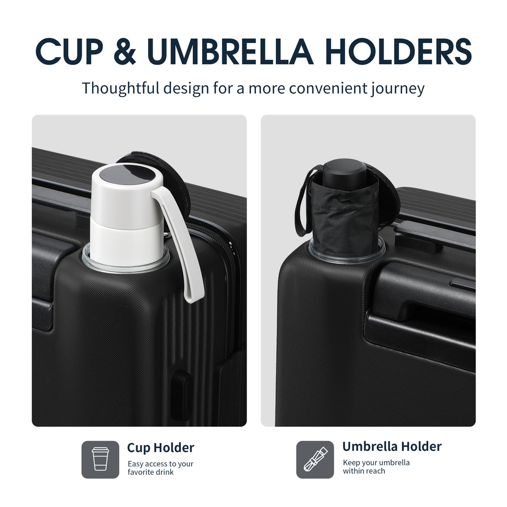 GO 20" Carry-On with Cup Holder, Umbrella Storage & Charging Port