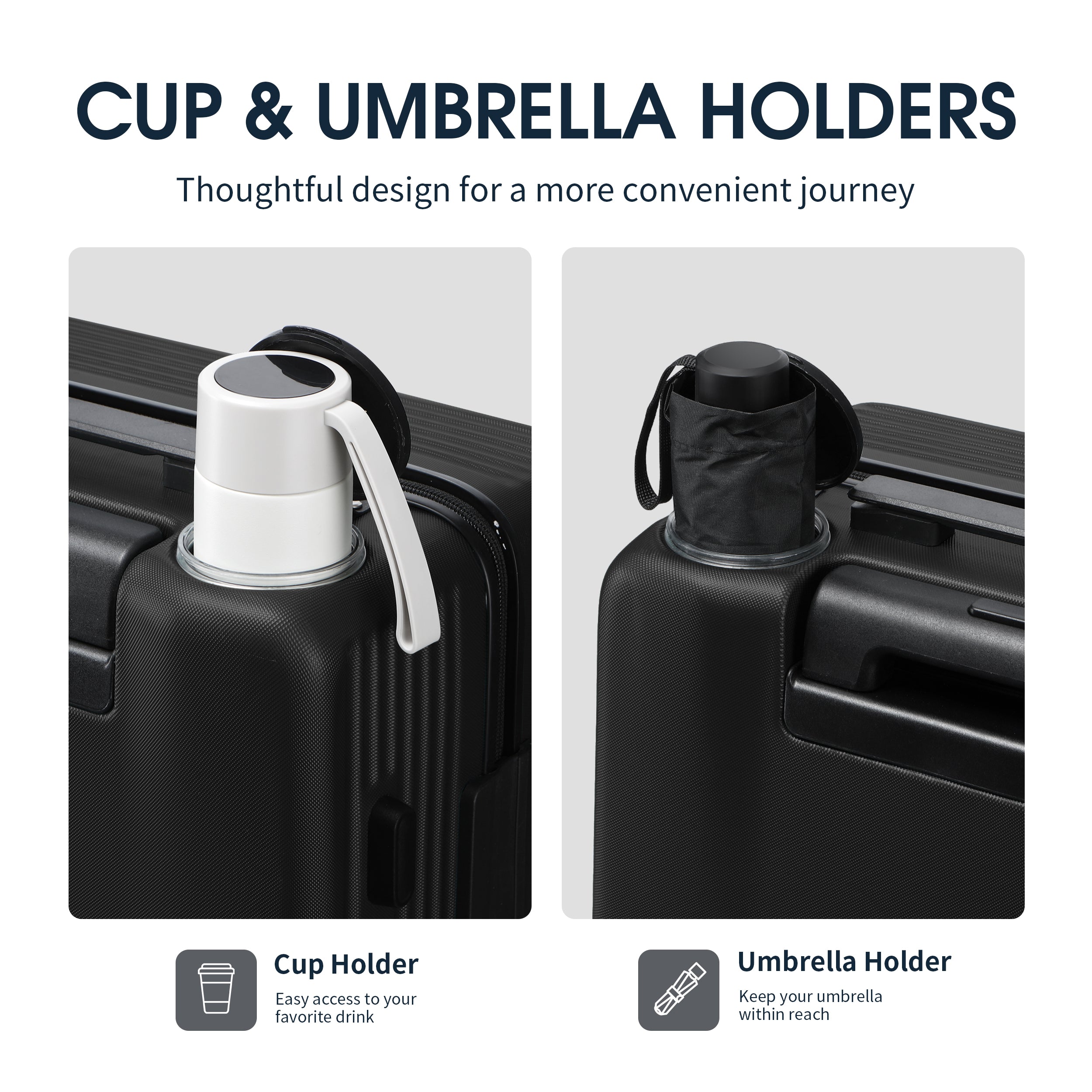 GO 20" Carry-On with Cup Holder, Umbrella Storage & Charging Port