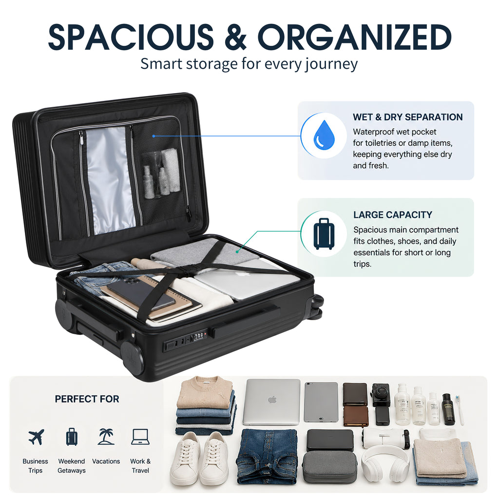 GO 20" Carry-On with Cup Holder, Umbrella Storage & Charging Port