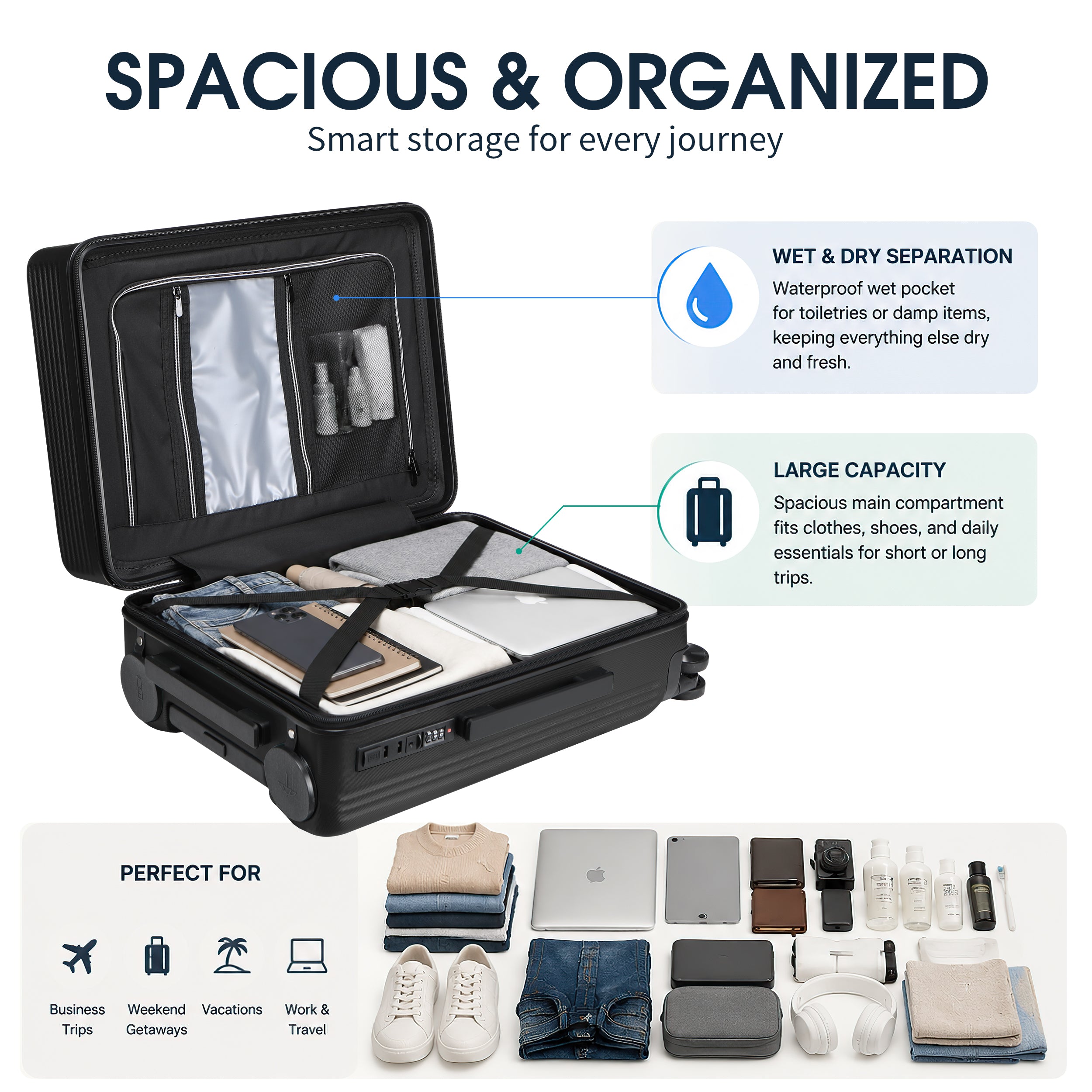 GO 20" Carry-On with Cup Holder, Umbrella Storage & Charging Port