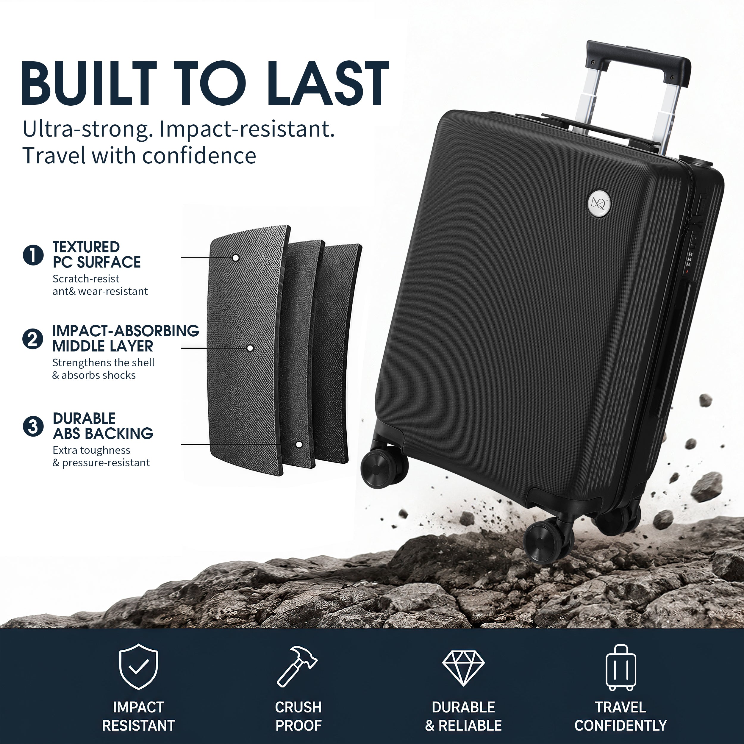 GO 20" Carry-On with Cup Holder, Umbrella Storage & Charging Port