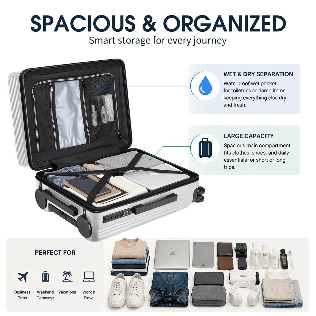 GO 20" Carry-On with Cup Holder, Umbrella Storage & Charging Port