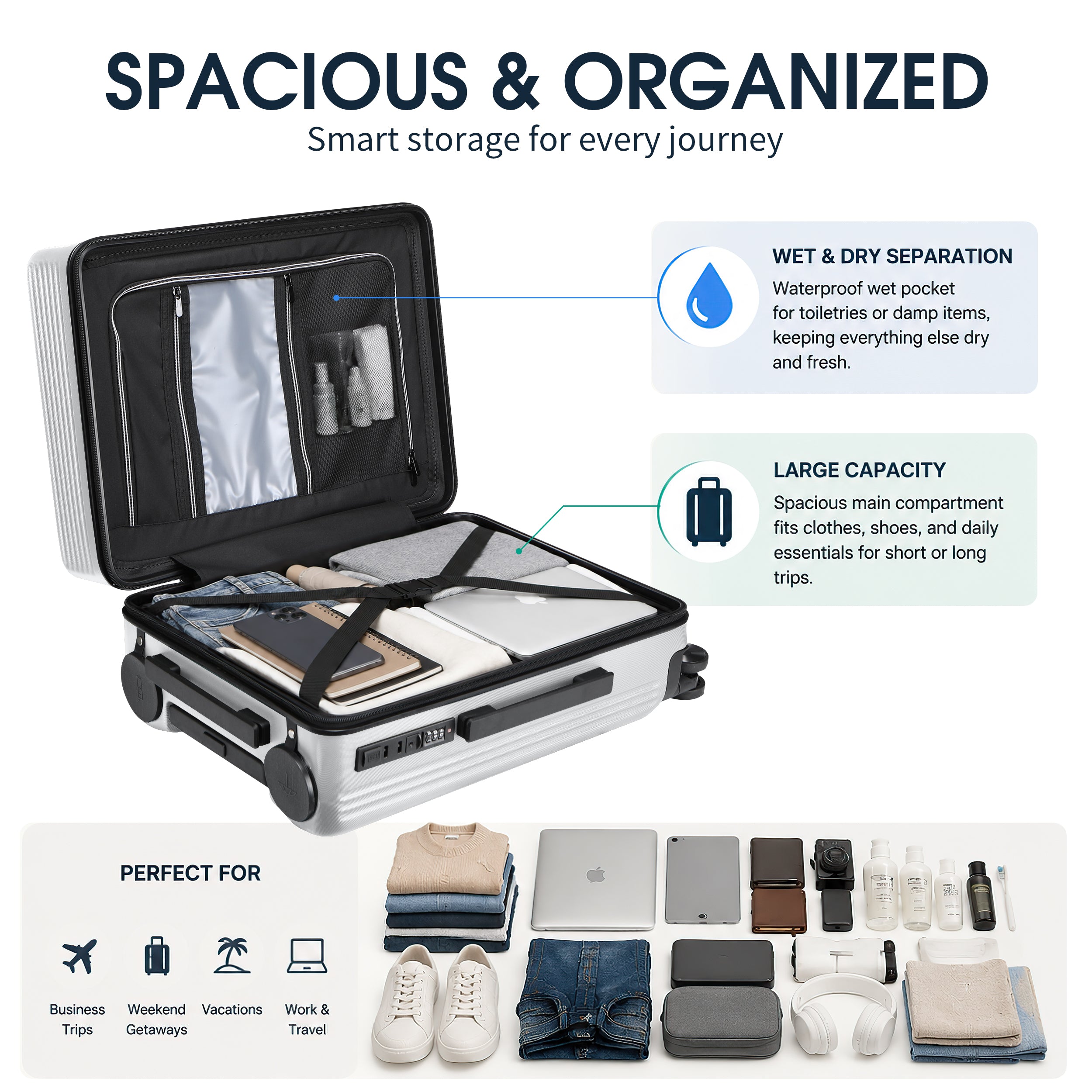 GO 20" Carry-On with Cup Holder, Umbrella Storage & Charging Port