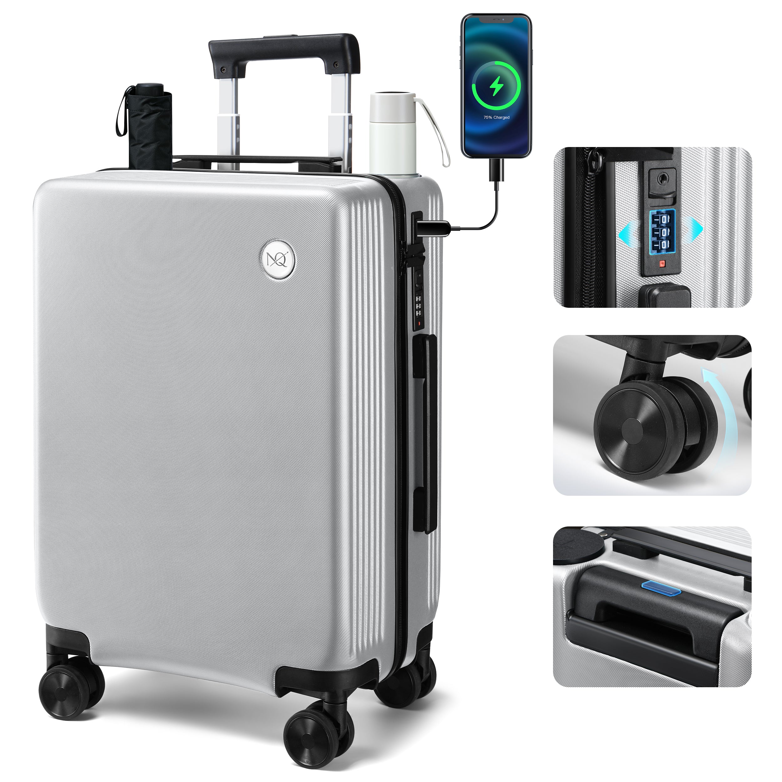GO 20" Carry-On with Cup Holder, Umbrella Storage & Charging Port