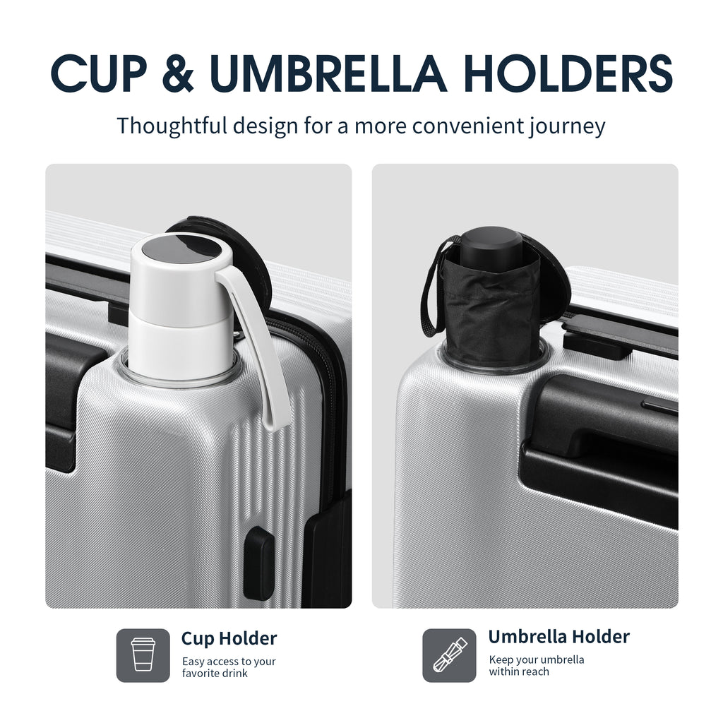 GO 20" Carry-On with Cup Holder, Umbrella Storage & Charging Port