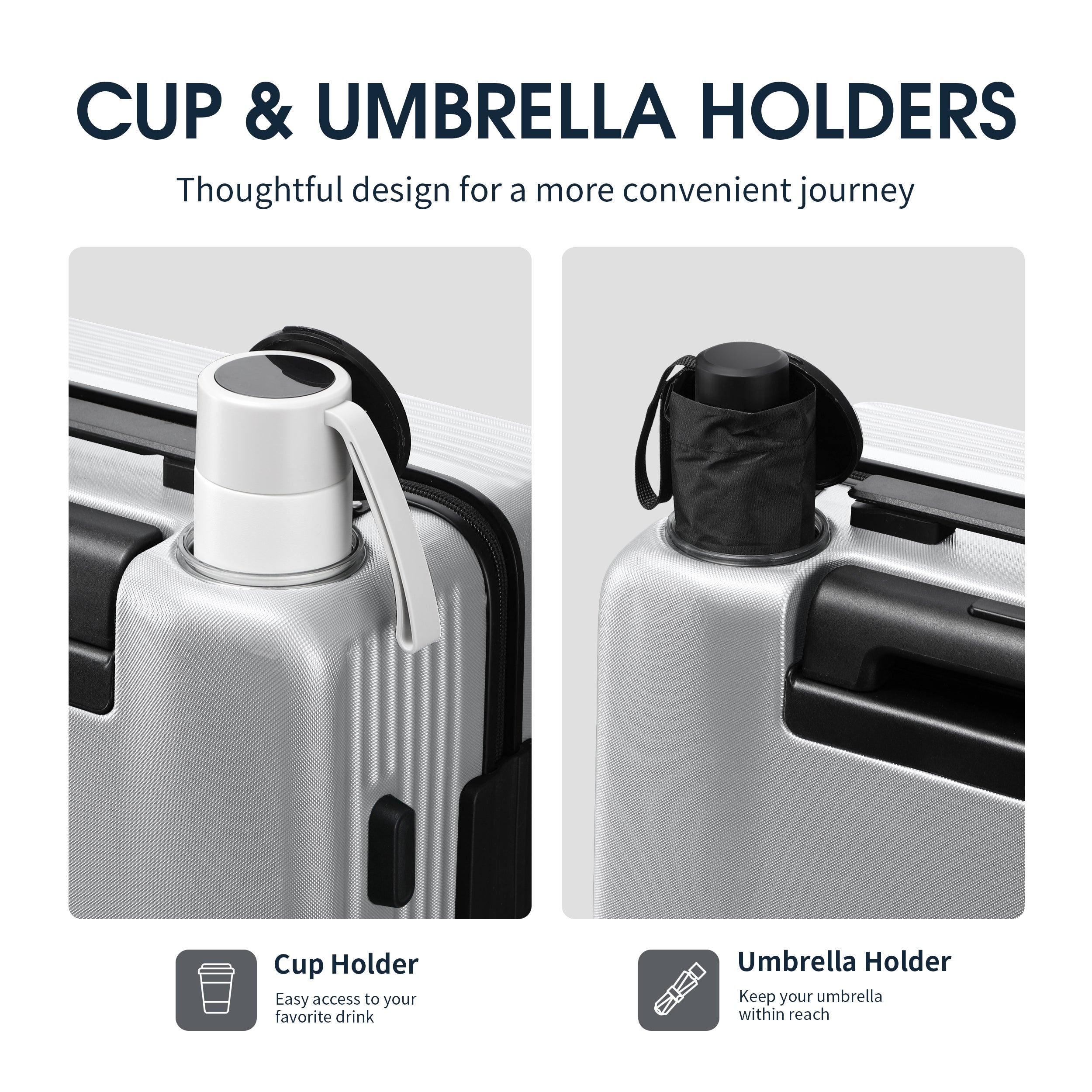 GO 20" Carry-On with Cup Holder, Umbrella Storage & Charging Port