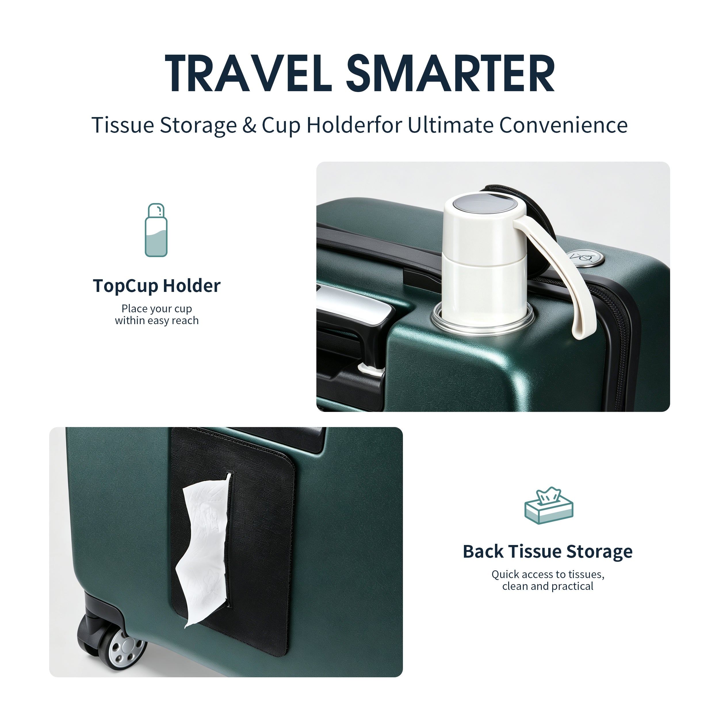EASE 18" Carry-On with Cup Holder & Tissue Storage